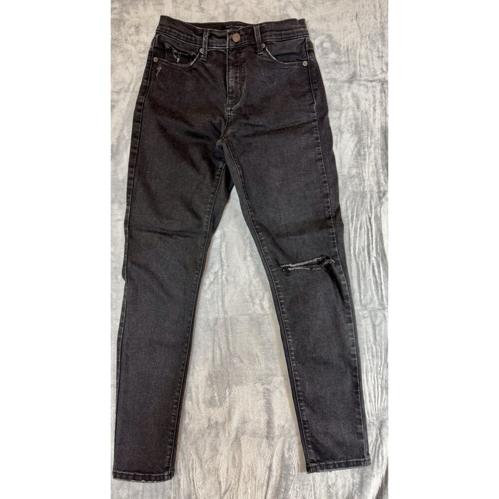 Banana Republic High Rise Skinny Jeans Black Women’s Size 2/26 Distressed